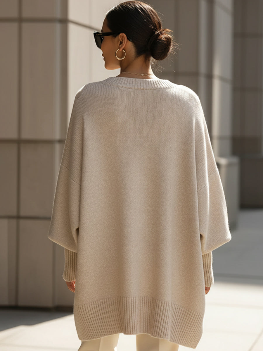 Women's Draped Oversized Knit Jumper for Easy Layering