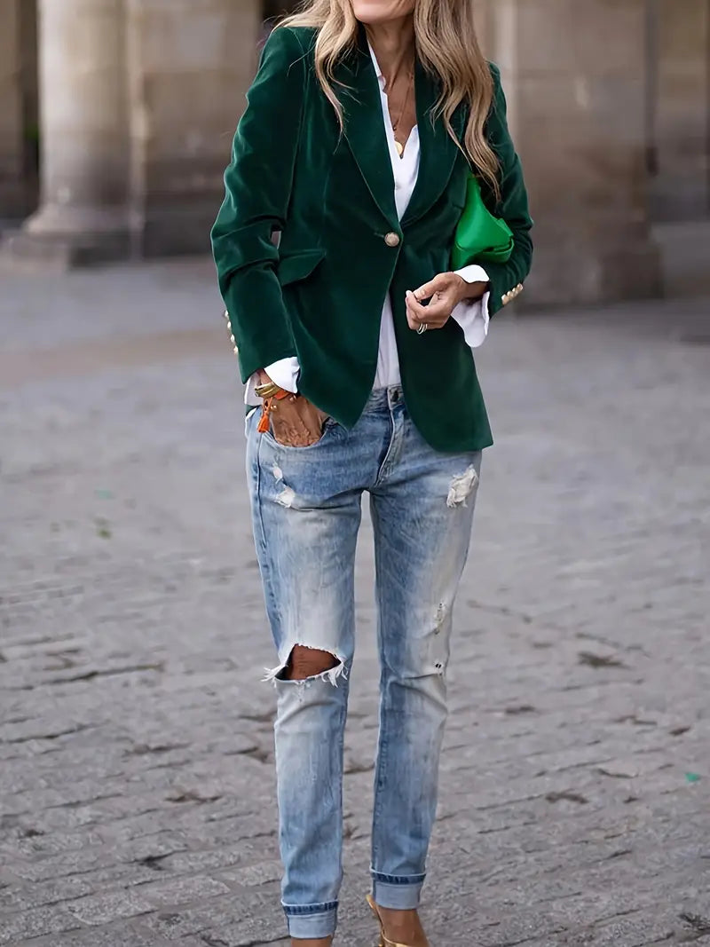 Women's Soft Velvet Blazer for Evenings Out
