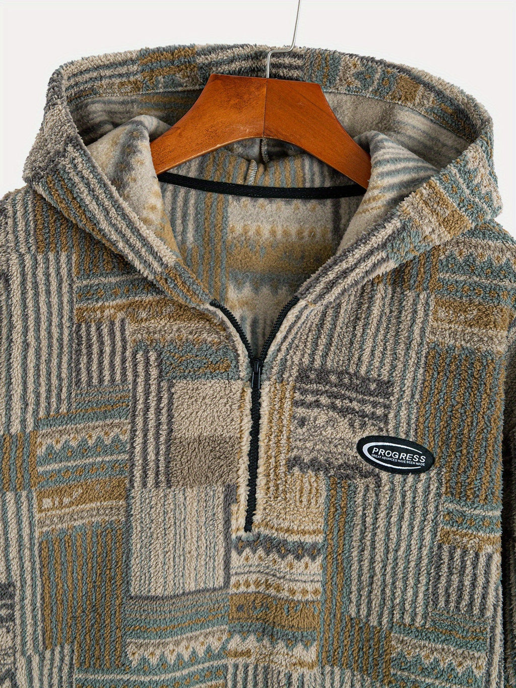 Women's Plush Printed Zip Neck Pullover