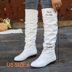 Women's Round Toe Knee-High Boots with Relaxed Drape