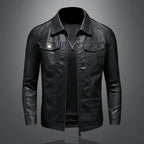 Men's Vintage Leather Jacket with Classic Everyday Cut – Black