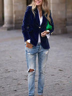 Women's Soft Velvet Blazer for Evenings Out