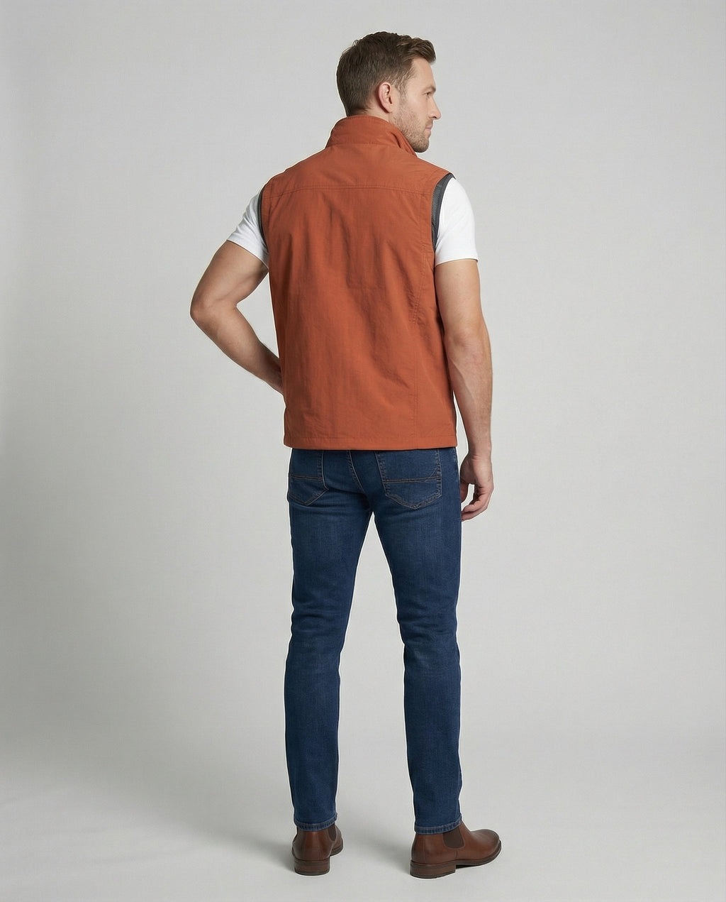 Men's Sleeveless Utility Gilet with Four Zipped Pockets
