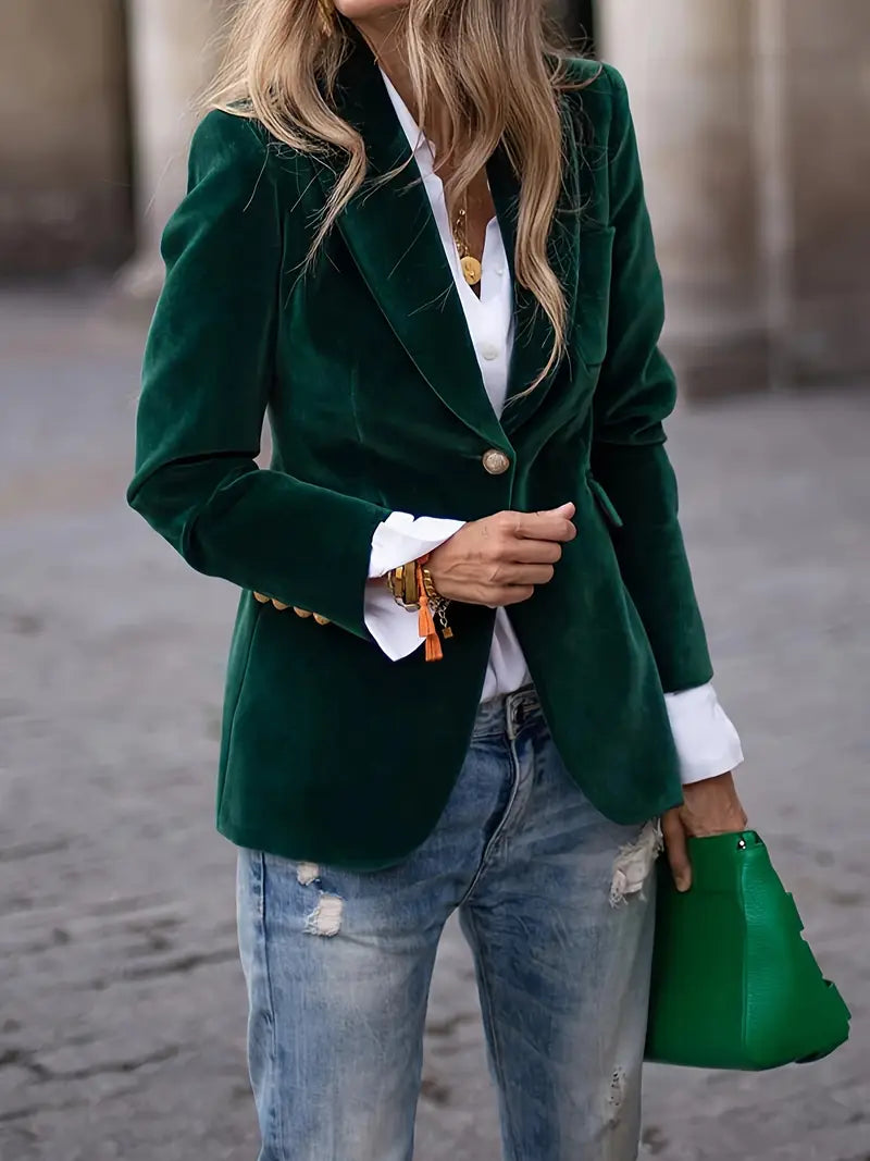 Women's Soft Velvet Blazer for Evenings Out