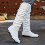 Women's Round Toe Knee-High Boots with Relaxed Drape
