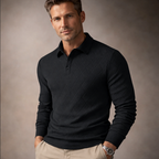 Men's Textured Knit Polo Top with Button Placket