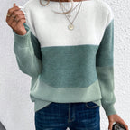 Women's Relaxed Colour-Block Dropped Shoulder Jumper - Green