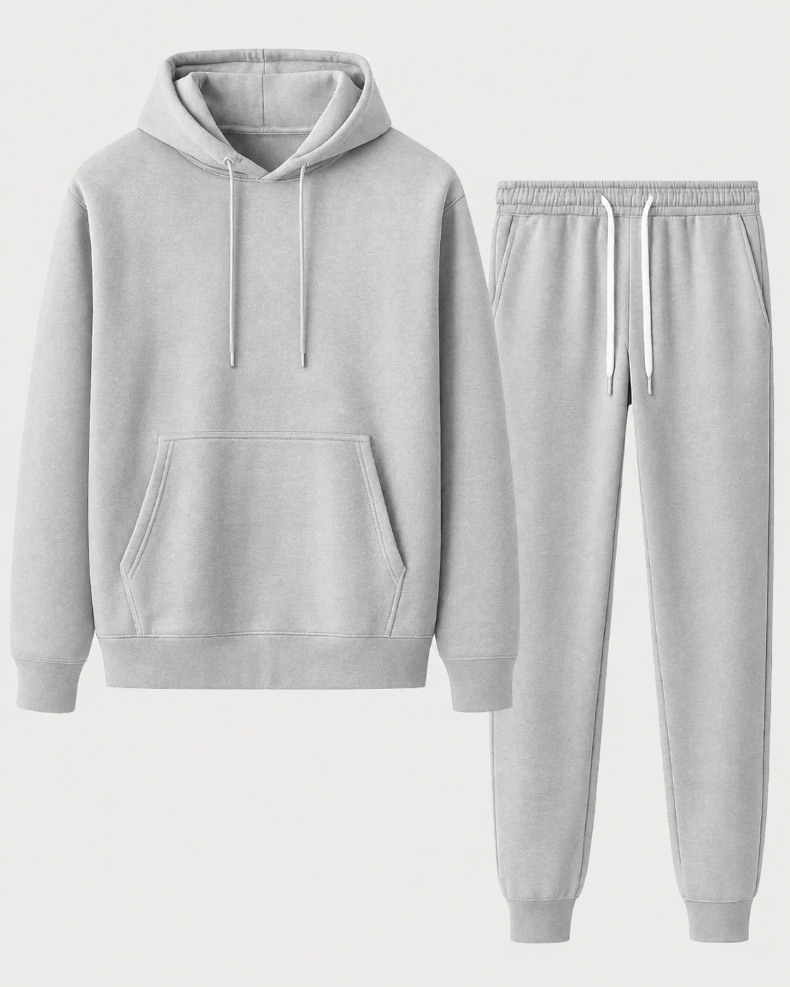 Men's Relaxed Tracksuit with Pullover Hoodie and Joggers – Light Grey