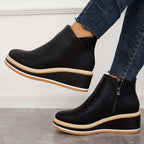 Women's Cushioned Platform Round Toe Ankle Boots