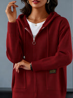 Women's Relaxed Full-Zip Knit Hoodie Cardigan
