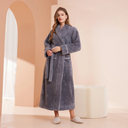 Women's Long Flannel Dressing Gown with Shawl Collar