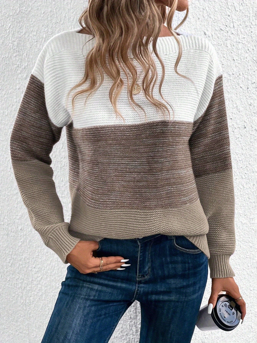 Women's Relaxed Colour-Block Dropped Shoulder Jumper