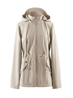 Women's Khaki Lightweight Hooded Jacket with Cinch Waist