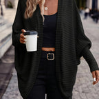 Women's Lightweight Flowing Open Cardigan - Black