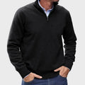 Men's High-Collar Quarter-Zip Knit Jumper for the Office – Black