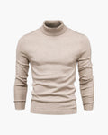Men's Classic-Fit Roll-Neck Jumper in Soft Fine Knit – Beige