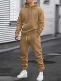 Men's Two-Piece Tracksuit with Hoodie and Tapered Joggers – Khaki