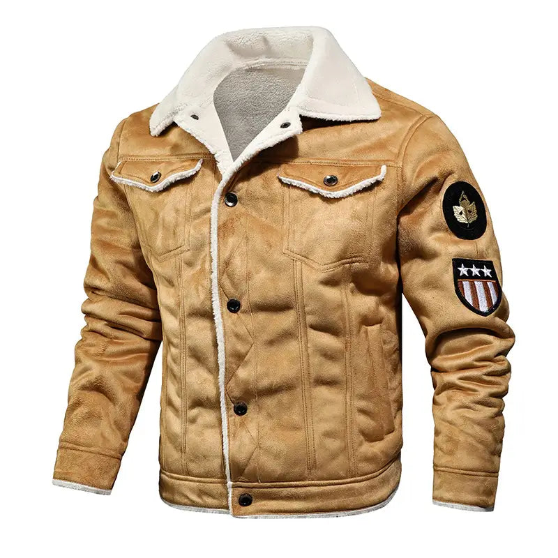 Men's Breathable Leather Jacket with a Timeless Everyday Cut – Beige