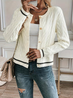 Women's Open Front Cable-Knit Cardigan with Button Detail