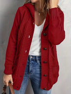 Women's Soft-Lined Button-Up Hooded Cardigan