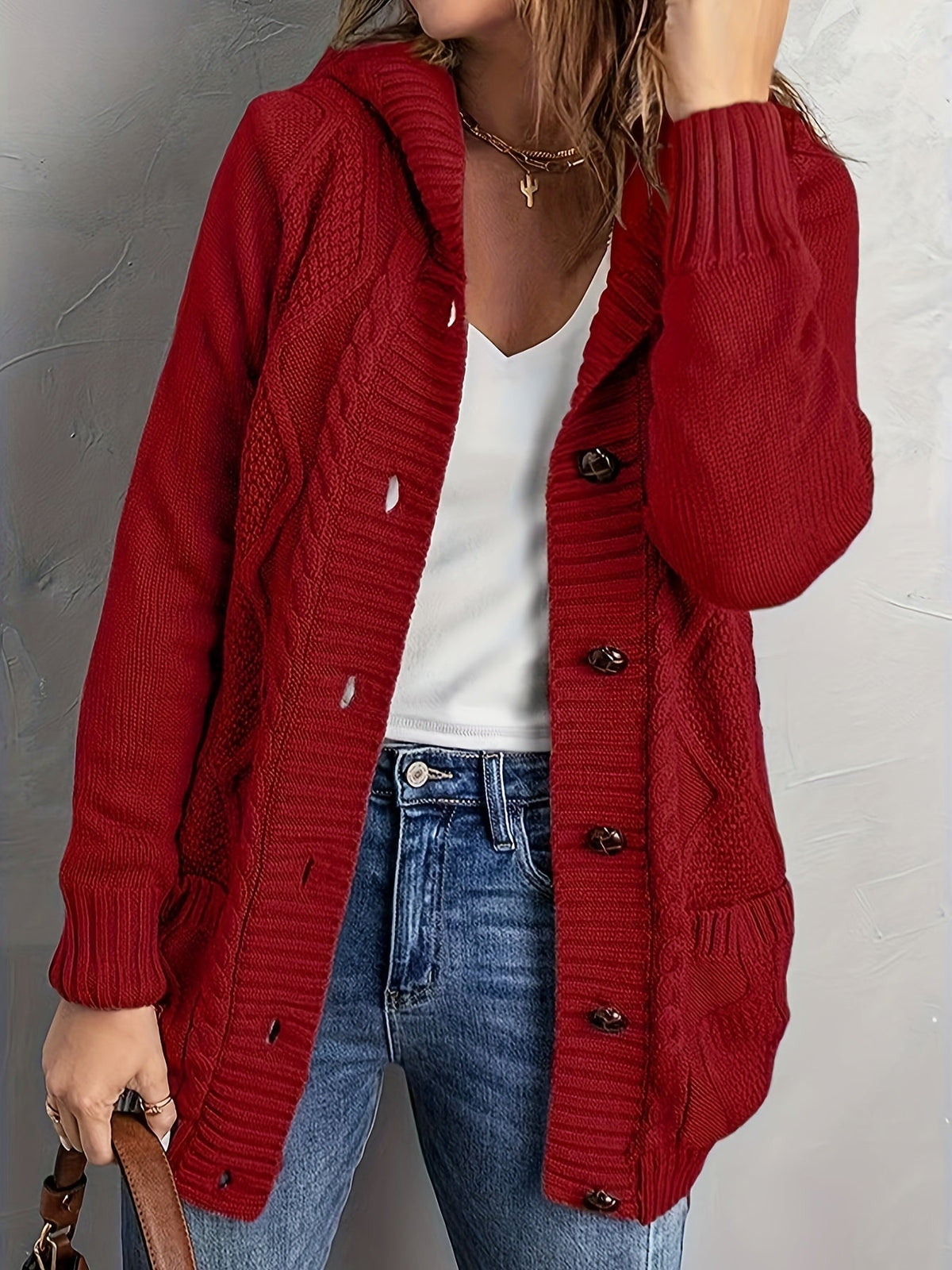 Women's Soft-Lined Button-Up Hooded Cardigan
