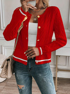 Women's Open Front Cable-Knit Cardigan with Button Detail