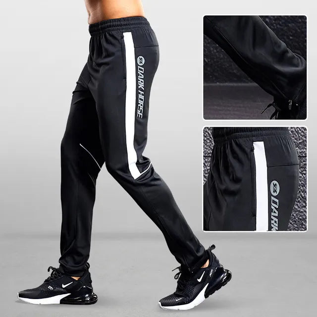 Men's Lightweight Tapered Joggers with Zip Pockets – White