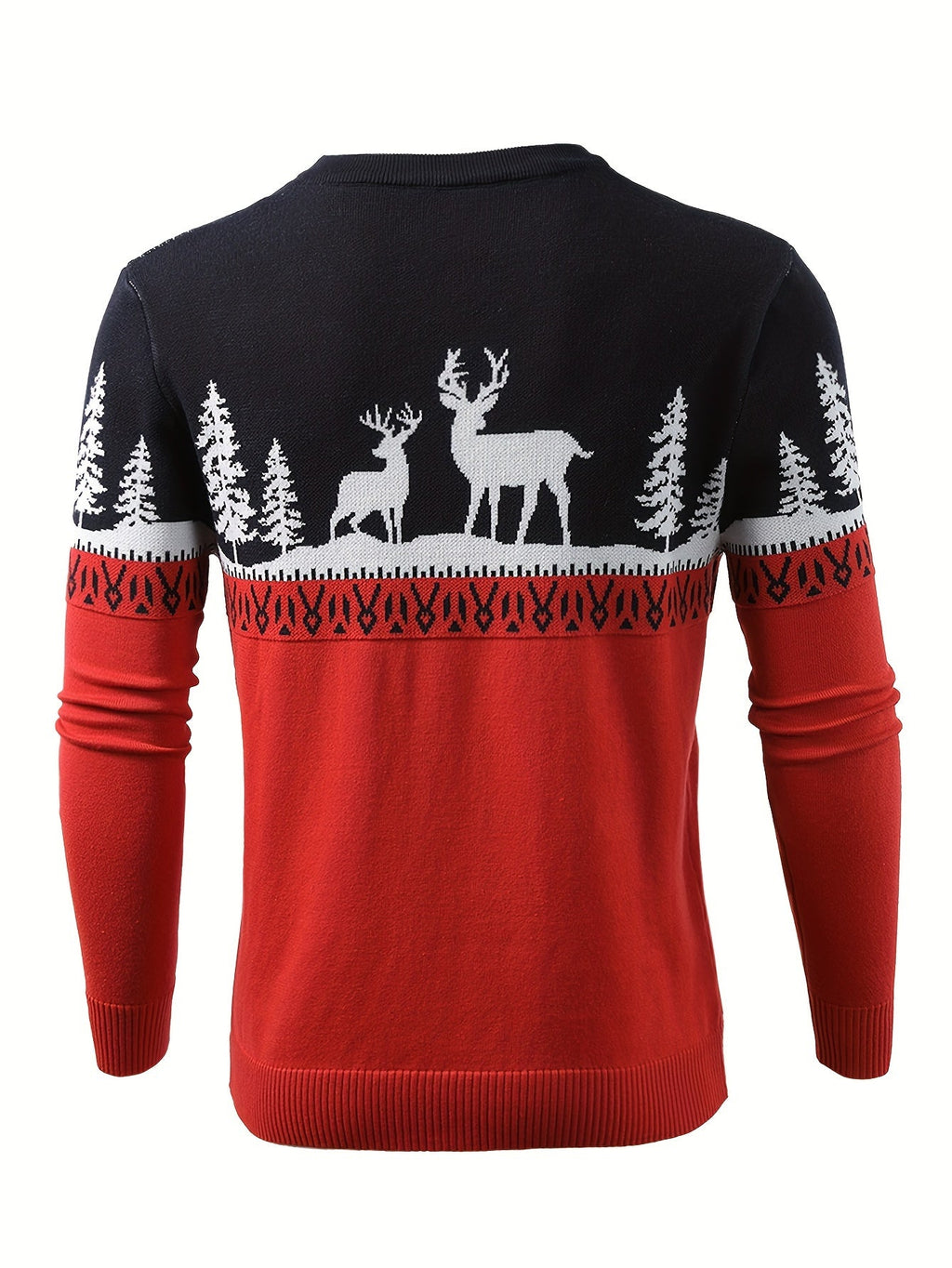 Women's Red Christmas Jumper with Reindeer Motif