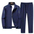 Men's Regular Fit Zip-Through Tracksuit with Stand Collar