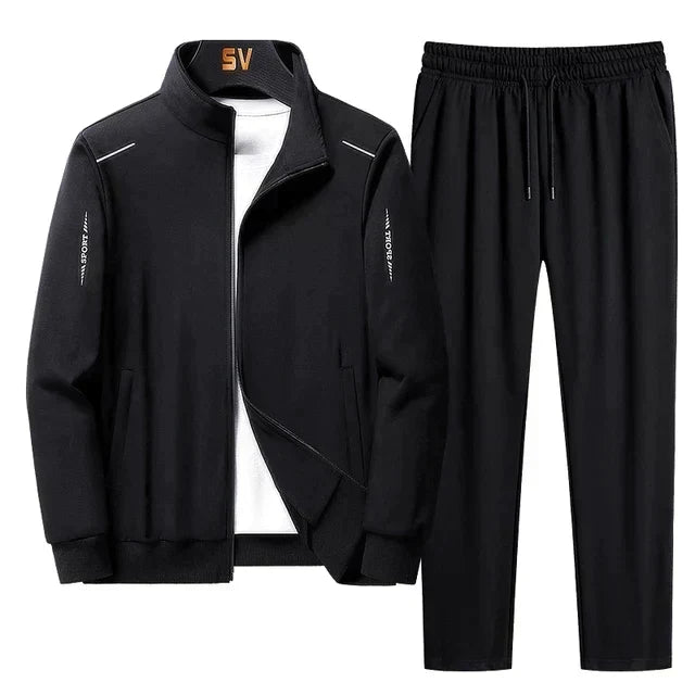 Men's Regular Fit Zip-Through Tracksuit with Stand Collar