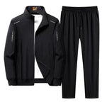 Men's Regular Fit Zip-Through Tracksuit with Stand Collar