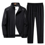 Men's Regular Fit Zip-Through Tracksuit with Stand Collar