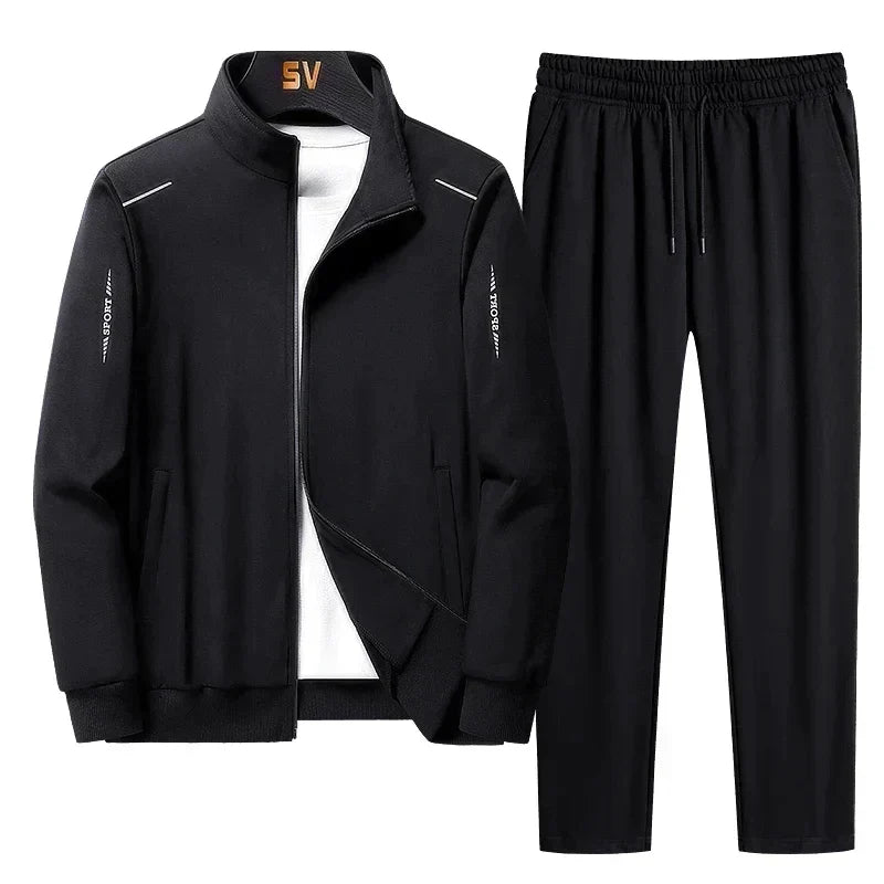 Men's Regular Fit Zip-Through Tracksuit with Stand Collar