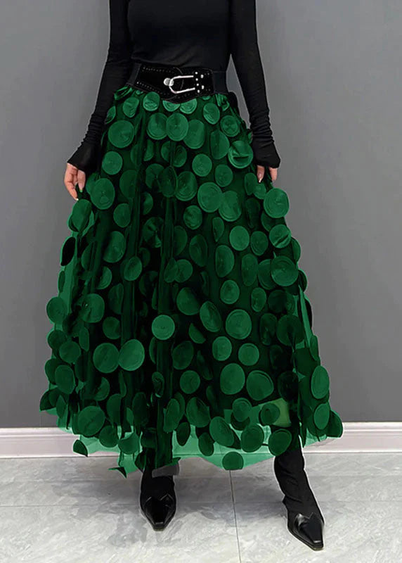Women's Printed Maxi Skirt with High Waist – Dark Green