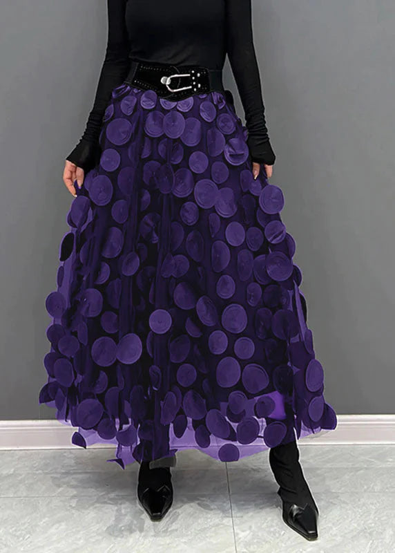 Women's Printed Maxi Skirt with High Waist – Dark Purple