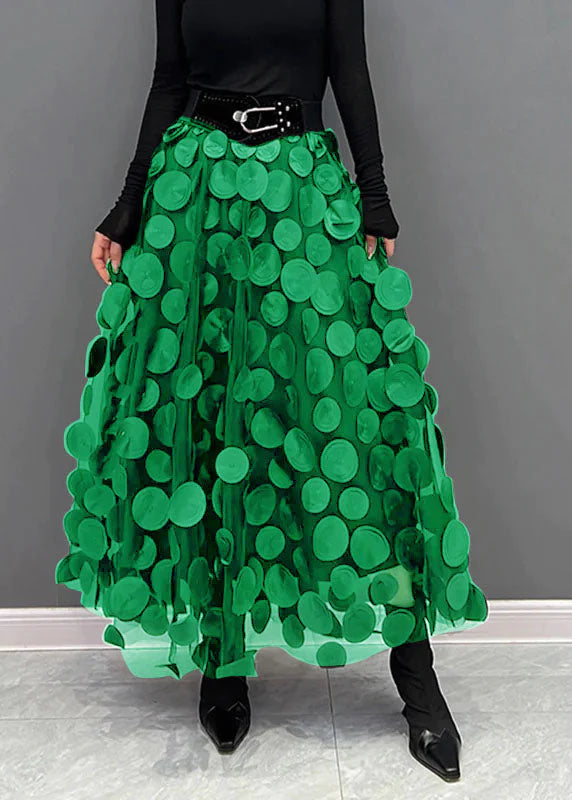 Women's Printed Maxi Skirt with High Waist – Light Green
