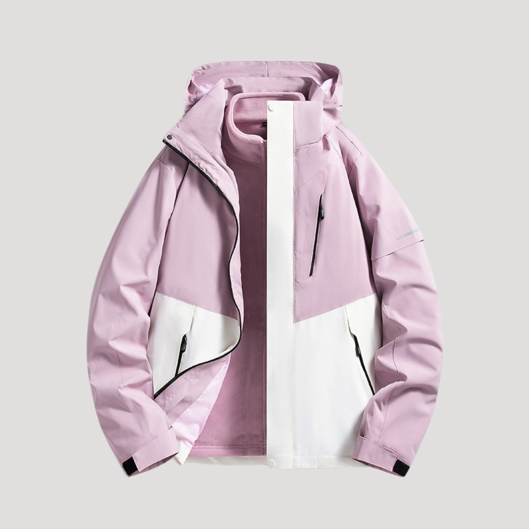 Women's Lightweight Waterproof Hooded Windbreaker with Zip Pockets – Light Purple