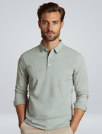 Men's Tailored Long Sleeve Polo with Structured Collar
