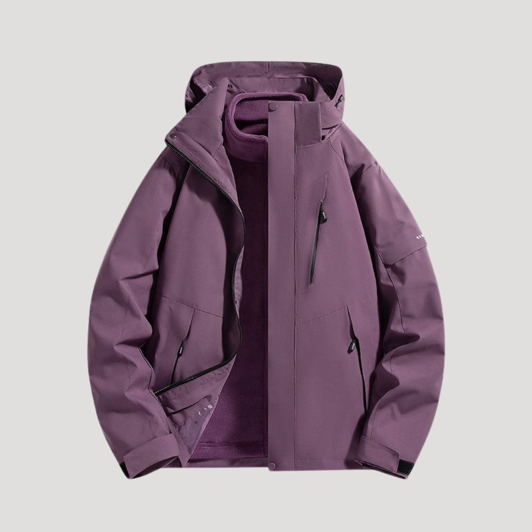 Women's Lightweight Waterproof Hooded Windbreaker with Zip Pockets – Purple