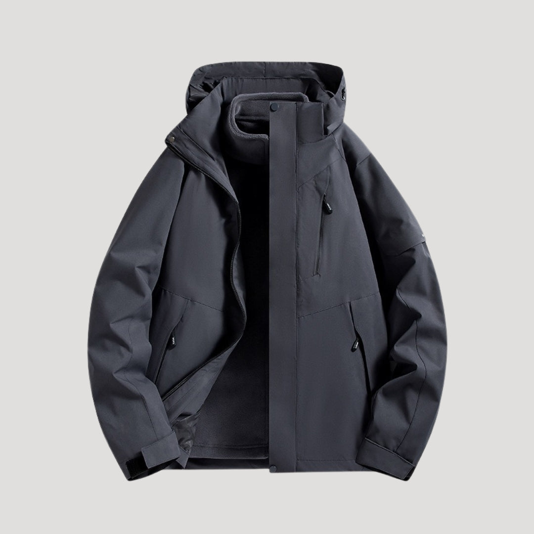 Women's Lightweight Waterproof Hooded Windbreaker with Zip Pockets – Black