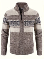 Women's Plush-Lined Patterned Zip Cardigan