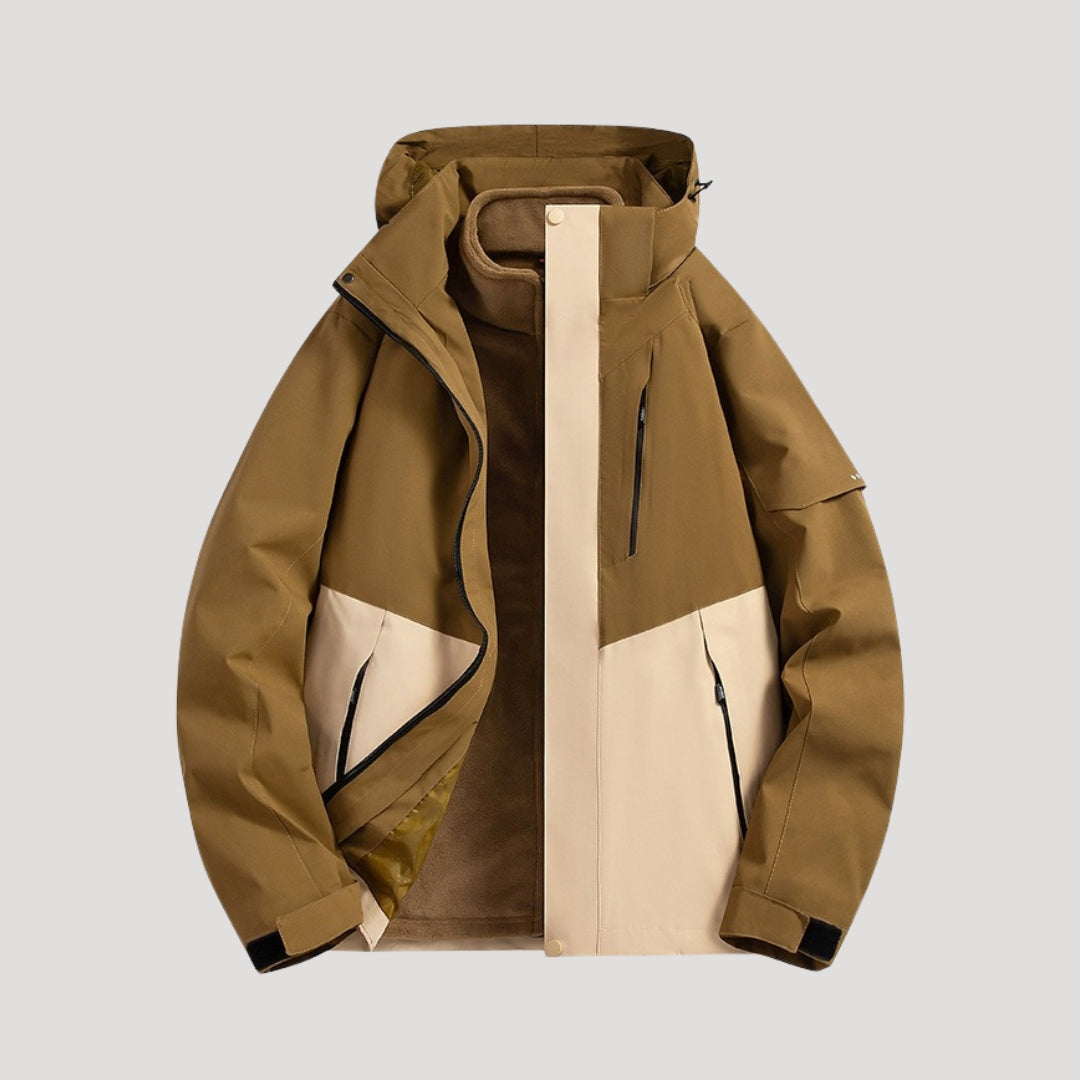 Women's Lightweight Waterproof Hooded Windbreaker with Zip Pockets – Brown