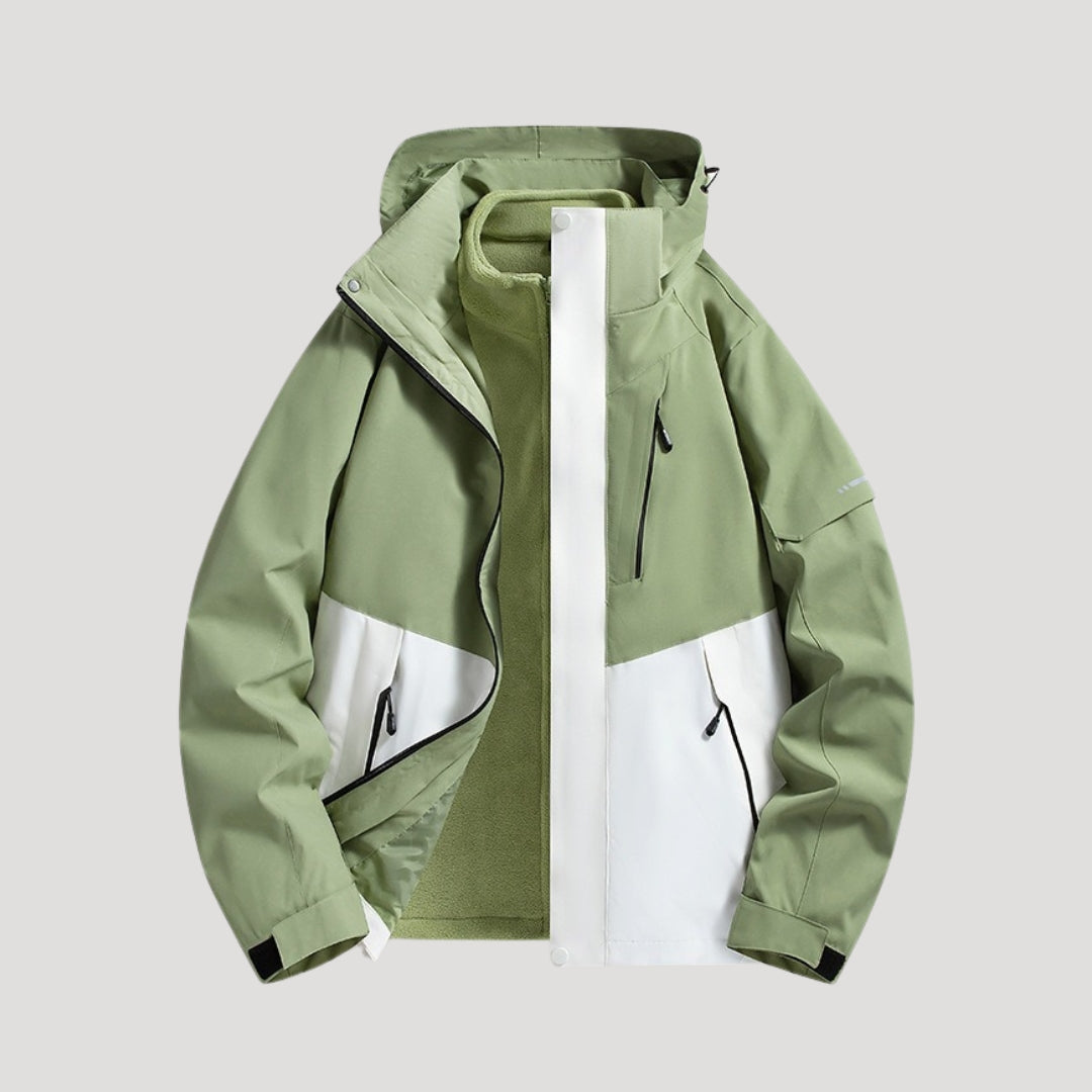 Women's Lightweight Waterproof Hooded Windbreaker with Zip Pockets – Sage Green