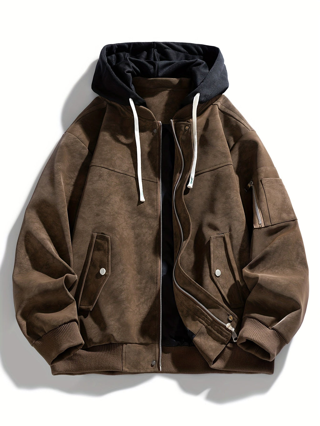 Women's Relaxed Drawstring Hood Jacket with Sleeve Pocket