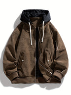 Women's Relaxed Drawstring Hood Jacket with Sleeve Pocket