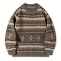 Women's Heritage Pattern Relaxed Knit Jumper - Grey & Brown