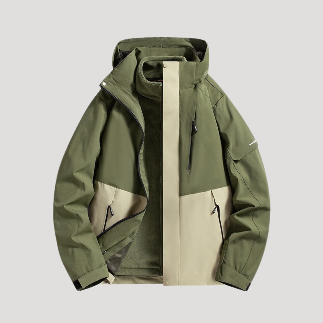 Women's Lightweight Waterproof Hooded Windbreaker with Zip Pockets – Olive Green