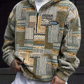 Women's Plush Printed Zip Neck Pullover - Olive Green
