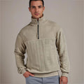Men's Half-Zip Cable-Knit Jumper with Raised Collar – Khaki