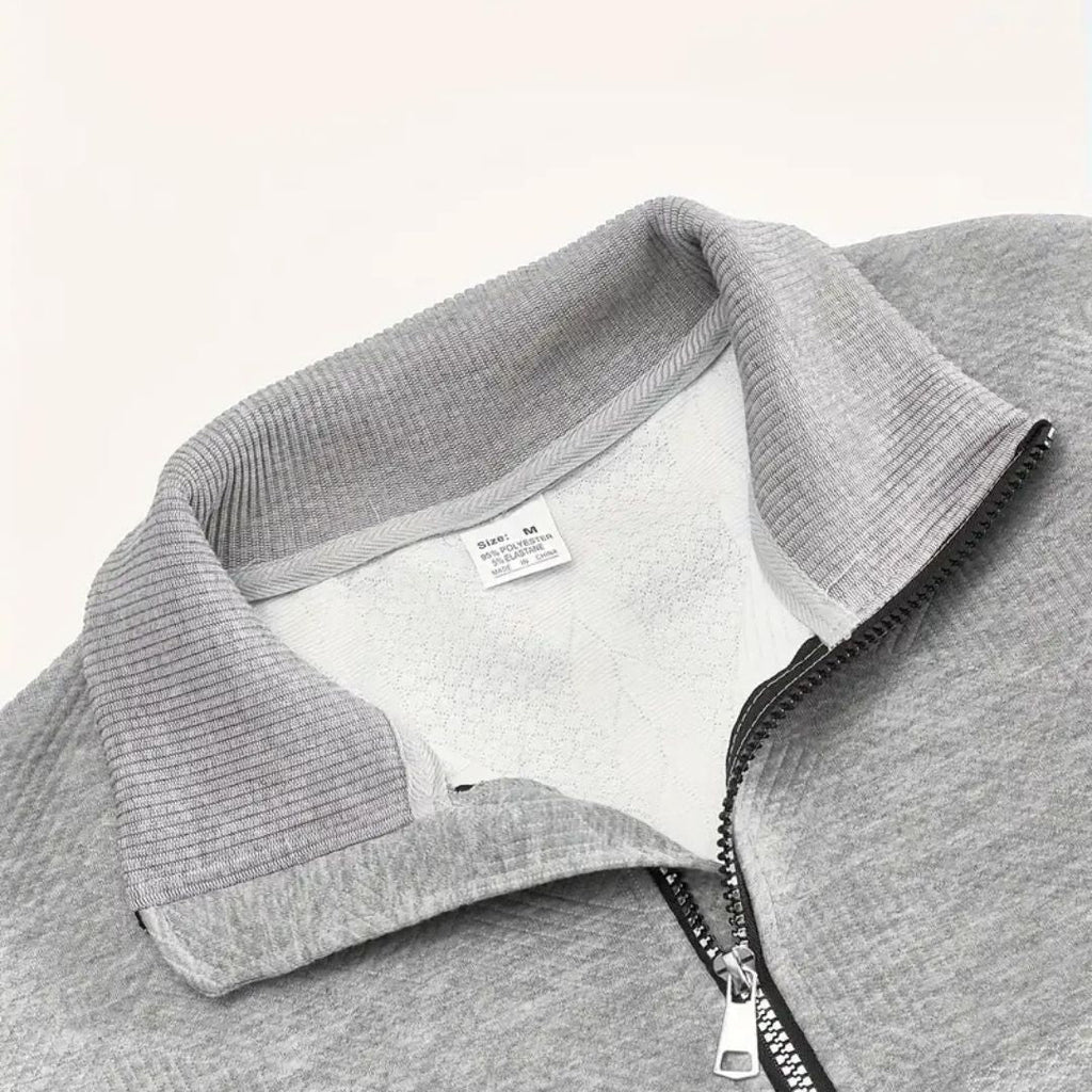 Men's Half-Zip Cable-Knit Jumper with Raised Collar